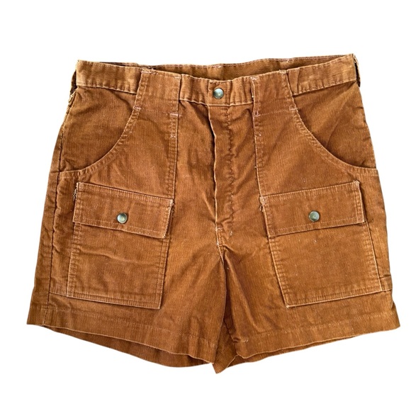 Woolrich Pants - VTG Corduroy Utility Shorts Size 12 Rust High Waisted Cargo Pockets Casual Fall